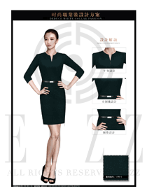 墨綠色ol時尚女職業裝夏裝制服設計圖701