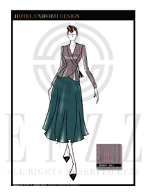 原創(chuàng)手繪女款中餐迎賓服裝款式設(shè)計圖831