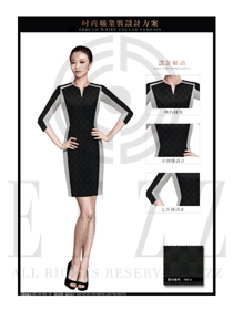 時(shí)尚黑色連衣裙款女職業(yè)裝夏裝款式設(shè)計(jì)圖706