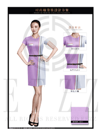 淺紫色連衣裙女職業(yè)裝夏裝制服設(shè)計(jì)圖712