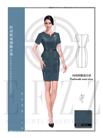 時尚短袖連衣裙款專賣店營業員服裝款式圖1553