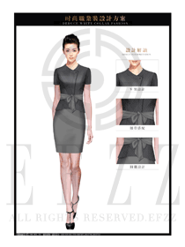 新款灰色女職業裝夏裝制服設計圖726