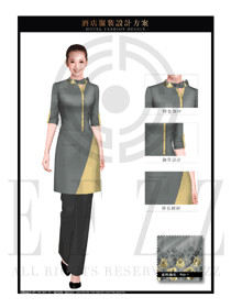 時尚灰色圍裙款西餐服務員制服設計圖1257