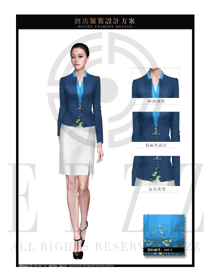 新款深藍色長袖女款酒店經理制服設計圖474