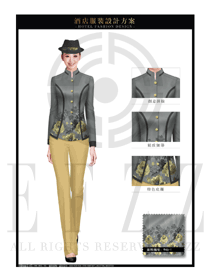 時尚灰色女款星級酒店門童制服設計圖1252