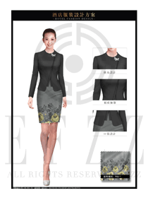 新款黑色短裙款酒店大堂經(jīng)理制服設(shè)計圖1064