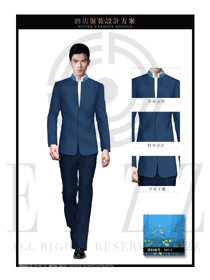 時尚深藍色修身男款酒店大堂經理制服設計圖1066