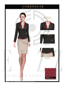 新款黑色長(zhǎng)袖女款酒店大堂經(jīng)理制服款式圖1124