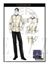 米色長袖男款中餐服務(wù)員制服設(shè)計圖1851