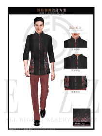 新中式修身男款中餐服務員制服設計圖1914