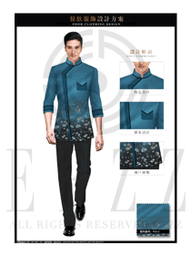 新款墨綠色男款中餐服務員制服設計圖1937