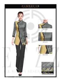 新款淺灰色女款中餐服務(wù)員制服設(shè)計(jì)圖1952