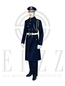 時尚藏藍色男款冬季保安服大衣服裝款式圖058