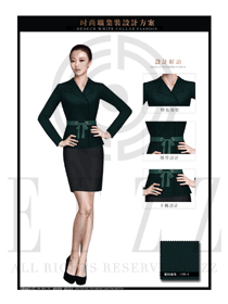 墨綠色女秋冬職業(yè)裝制服款式設(shè)計(jì)圖1492