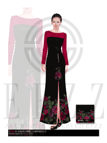 暗紅色水療SPA會(huì)所女款咨客迎賓制服設(shè)計(jì)圖386