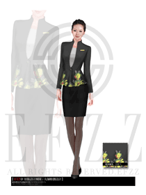 原創(chuàng)制服設(shè)計(jì)黑色長(zhǎng)袖女款酒店大堂服裝款式圖762