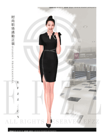 OL時尚黑色女職業裝夏裝制服設計圖740