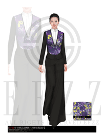 原創(chuàng)制服設(shè)計紫色女款西餐咨客服裝款式圖486