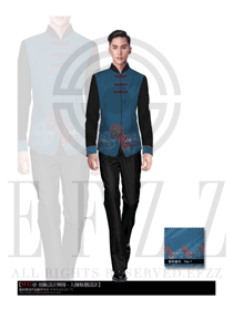 原創(chuàng)制服設(shè)計(jì)長(zhǎng)袖男款中餐服務(wù)員服裝款式圖645