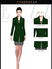時(shí)尚綠色女秋冬職業(yè)裝服裝設(shè)計(jì)圖1495