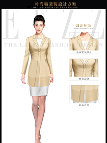 淺卡其色女秋冬職業(yè)裝制服款式設計圖1497