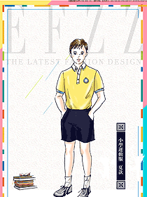 黃色短袖男款學(xué)生服禮服校服款式設(shè)計(jì)圖037