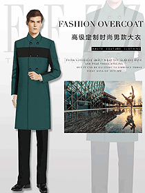 時尚墨綠色男職業裝大衣服裝款式圖112