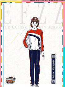時尚紅白藍條紋女運動款學生服校服款式設計圖063