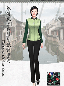 新款草綠色女款西餐服務(wù)員制服設(shè)計圖1293