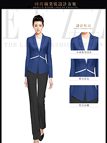 新款深藍色長袖女秋冬職業裝服裝款式圖1509