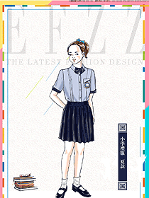 時尚淺藍色短袖女款學(xué)生服校服款式設(shè)計圖055