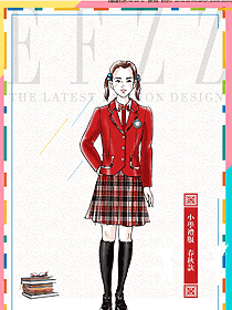 新款紅色長(zhǎng)袖女款學(xué)生服校服款式圖057