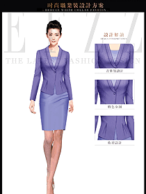 淺紫色短裙套裝女秋冬職業(yè)裝服裝設計圖1510