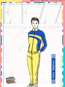 黃色條紋長袖男款學生服校服款式設計圖064
