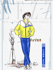時尚淺黃色運動服款學生服校服款式設(shè)計圖075