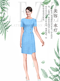 淺藍色女款按摩技師服款式設計圖1438