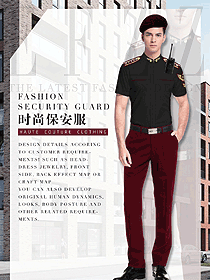 時(shí)尚黑色男款短袖保安服款式效果圖376