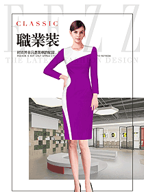 原創制服設計紫色連衣裙款女職業裝夏裝款式圖753