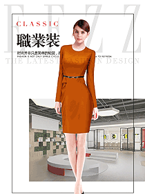 時(shí)尚連衣裙款女職業(yè)裝夏裝制服設(shè)計(jì)圖754