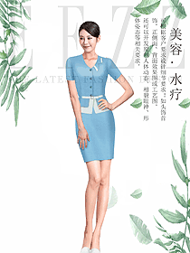 新款淺藍(lán)色總臺(tái)收銀接待制服設(shè)計(jì)圖426