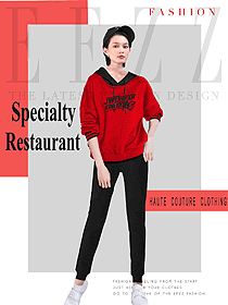 原創設計紅色長袖女款快餐廳服務員服裝款式圖257