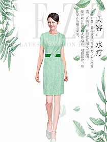 原創制服設計淺綠色女款按摩技師服裝款式圖1448