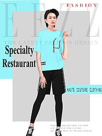 新款淺藍色女款快餐店服務員制服設計圖262
