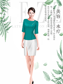 時尚藍色女款按摩技師服款式設計圖1453