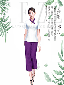 原創制服設計白色短袖女款按摩技師服裝款式圖1454