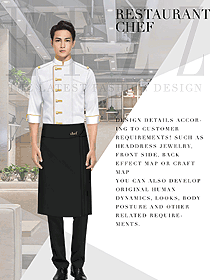白色立領男款星級酒店廚師服制服設計圖447
