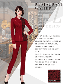 新款長袖女款中餐服務(wù)員制服款式設(shè)計圖2029