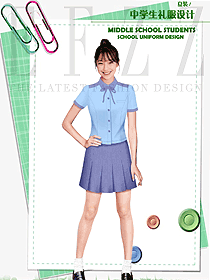 時尚淺藍色短袖女款學生服校服款式設計圖109