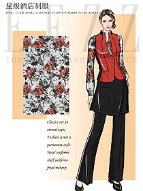 新款女款中餐服務(wù)員制服款式設(shè)計(jì)圖2032