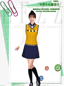 時尚女款學生服校服款式設計圖112